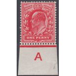 GREAT BRITAIN STAMPS 1902 UNLISTED 1d Deep Blood Red, unmounted mint Control A single,