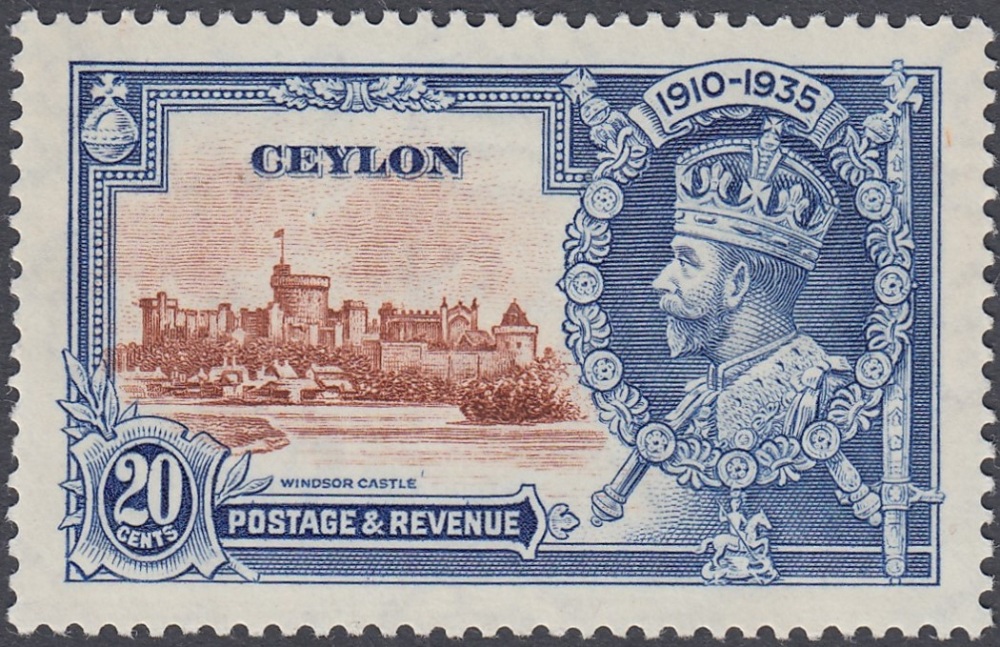STAMPS : CEYLON 20c Brown and Deep Blue