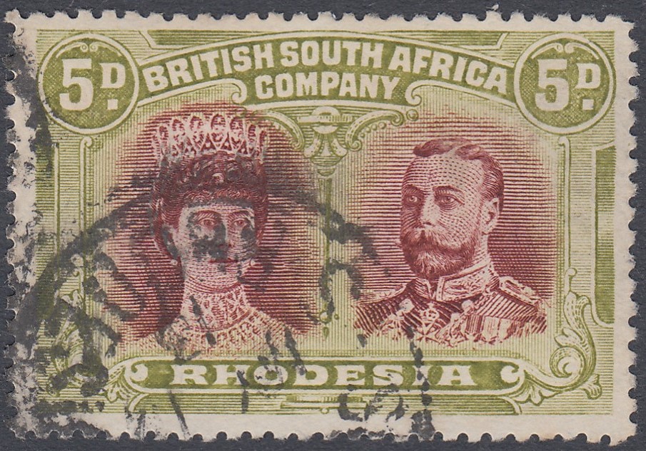 STAMPS RHODESIA 1910 5d Lake-Brown and G