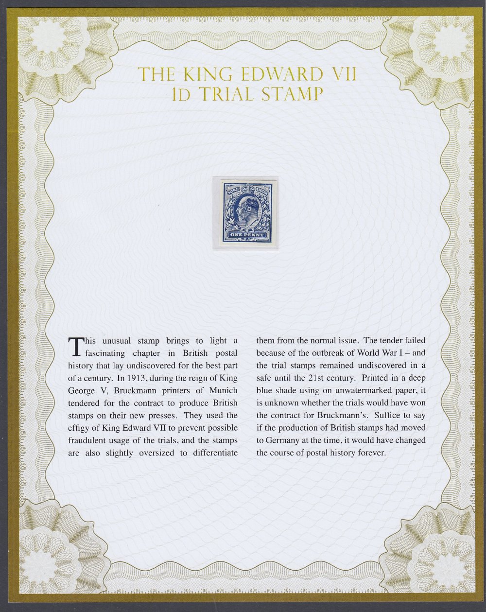 GREAT BRITAIN STAMPS : 1913 1d Blue Impe