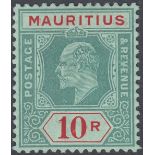 STAMPS MAURITIUS 1910 10r Gren and Red/G