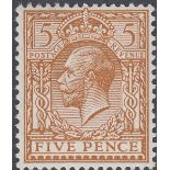 GREAT BRITAIN STAMPS 1912 5d Brown NON W