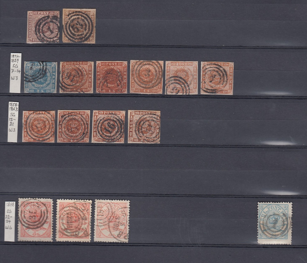 STAMPS DENMARK Red stock book 1854 to 20