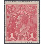 STAMPS AUSTRALIA 1918-20 GV 1d carmine-p