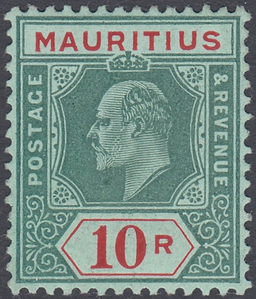 STAMPS MAURITIUS 1910 10r Green and Red/