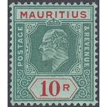 STAMPS MAURITIUS 1910 10r Green and Red/