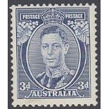 STAMPS AUSTRALIA 1937-38 GVI 3d blue, di