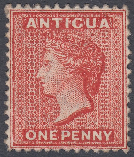 STAMPS ANTIGUA : 1872 1d Scarlet,