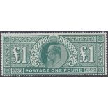 GREAT BRITAIN STAMPS : 1911 £1 Deep Green, lightly mounted mint SG 320 Cat £2,