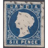 STAMPS GAMBIA 1869 6d Deep Blue,