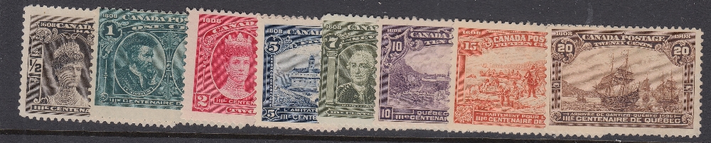 STAMPS CANADA 1908 Quebec Tercentenary mounted mint set (15c heavily mounted) SG 188-195