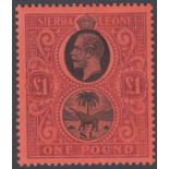 STAMPS SIERRA LEONNE 1912 £1 Black and Purple/Red,
