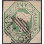 GREAT BRITAIN STAMPS : 1847 1/- Green embossed,