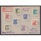 STAMPS: Germany 1946 Plauen local philatelic cover with 8 stamps and registration label