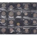 COINS : Four coin album pages with mainly United Kingdom coins, including £1 coins, silver 3d's,