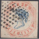 STAMPS INDIA 1854 4a Blue and Red, good used cut square,