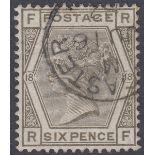 GREAT BRITAIN STAMPS : 1881 6d Grey (RF) plate 18 fine used with CDS cancel SG 161