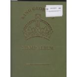 STAMPS : George VI Green Crown album with a few stamps included,