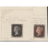 GREAT BRITAIN STAMPS : Two Penny Blacks with good clear margins (OC and QF),