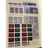STAMPS USA, box with 30 stock pages, each with various U/M sets, singles, miniature sheets,