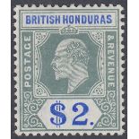 STAMPS BRITISH HONDURAS 1907 $2 Grey-Green and Blue,