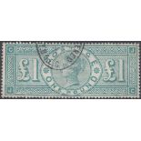 GREAT BRITAIN STAMPS : 1891 £1 Green JC FRAME BREAK,