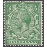 GREAT BRITAIN STAMPS : 1924 1/2d Green unmounted mint with SIDEWAYS INVERTED watermark,