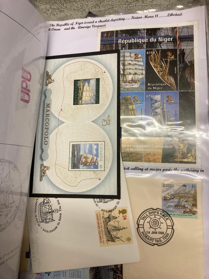 STAMPS : Tall ships on stamps, box file of written up pages, - Image 3 of 3