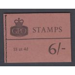 GREAT BRITAIN STAMPS : 1968 6/- complete booklet (January) with one pane without phos bands SG732ly