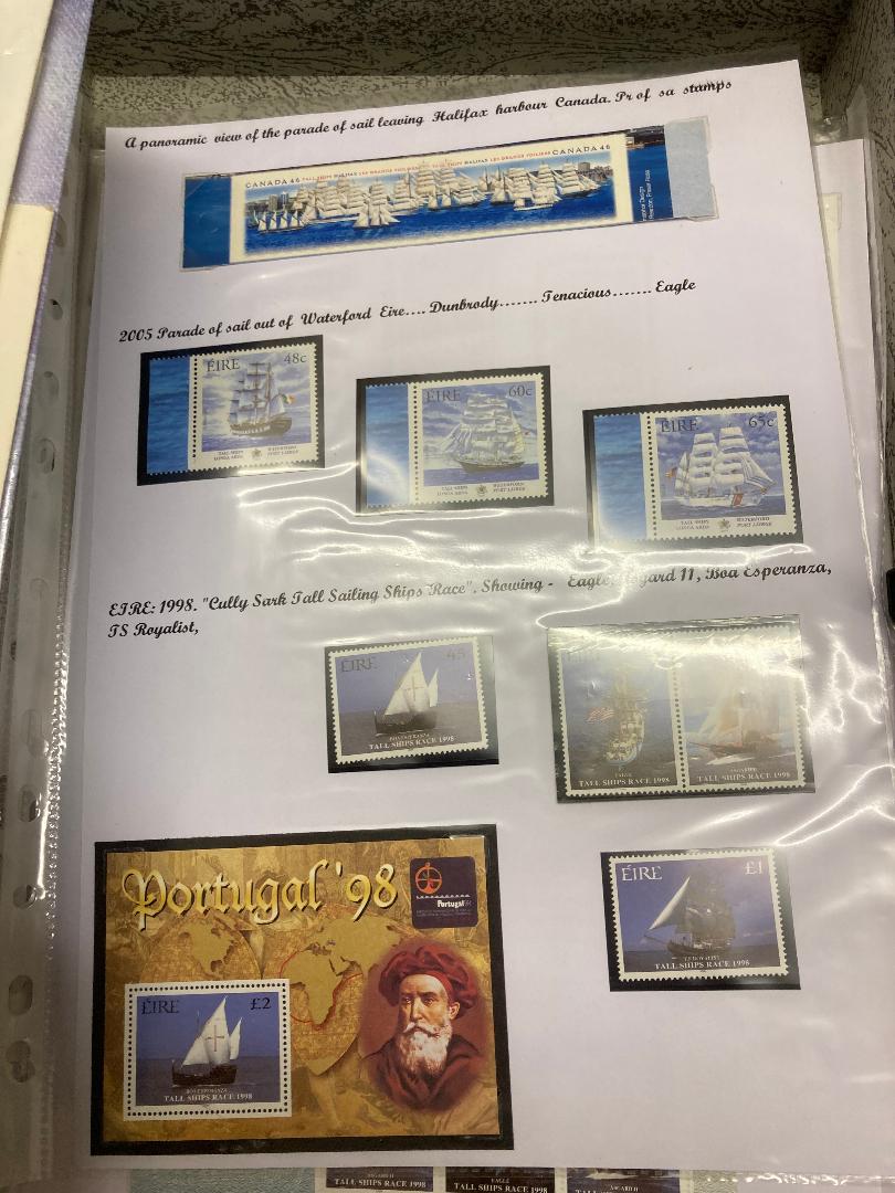 STAMPS : Tall ships on stamps, box file of written up pages, - Image 2 of 3