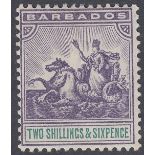 STAMPS BARBADOS : 1903 2/6 Violet and Green,