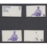 GREAT BRITAIN STAMPS : 1968 9d Anniversaries, four superb unmounted mint PROGRESSIVE PROOFS.