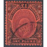 STAMPS RHODESIA 1909 £1 Purple and Black/Red fine used SG 56