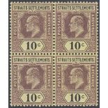 STAMPS MALAYA STRAITS SETTLEMENTS 1902 10c Purple Black/Yellow,