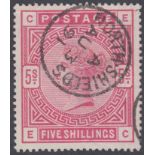 GREAT BRITAIN STAMPS : 1883 5/- Rose,