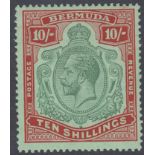 STAMPS BERMUDA 1924 10/- Green and Red/Pale Emerald,