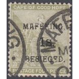 STAMPS CAPE OF GOOD HOPE 1900 1/- on 4d Sage Green over printed MAFEKING SEIGED SG 5 Cat £425