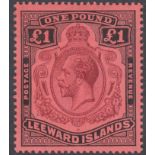 STAMPS LEEWARD ISLANDS 1928 £1 Purple and Black/Red, lightly mounted mint,