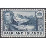 STAMPS FALKLANDS 1938-50 1/- deep dull blue (thin paper) M/M SG 158c.