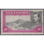 STAMPS ASCENSION 1938 10r Black and Bright Purple Perf 13 1/2,