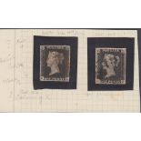 GREAT BRITAIN STAMPS : Two Penny Blacks (KL and CE) both fine used with clear margins,