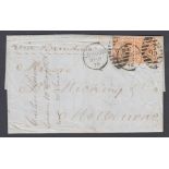 GREAT BRITAIN STAMPS :1878 entire from London to Australia with pair of 8d,