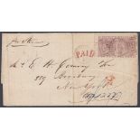 GREAT BRITAIN STAMPS 1860 wrapper from Wolverhampton to New York via Liverpool,