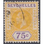 STAMPS SEYCHELLES 1912 75c Yellow and Violet,