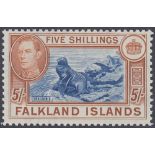 STAMPS FALKLANDS 1949 5/- Dull Blue and Yellow Brown,