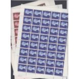 GREAT BRITAIN STAMPS : 1969 high values; 2/6, 5/- & 10/- in complete sheets of 40, SG 787-89.