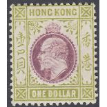 STAMPS HONG KONG 1906 $1 Green and Magenta (chalky),