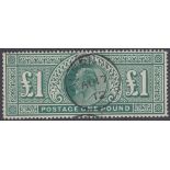 GREAT BRITAIN STAMPS : 1911 £1 Deep Green, superb used example,
