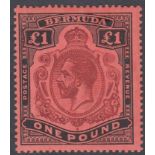 STAMPS BERMUDA 1918 £1 Purple and Black/Red,
