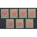 STAMPS AUSTRALIA : 1938 mounted mint postage due set of seven to 1/- SG D112-D118